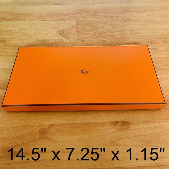 Hermes Gift Box - orange small gift box {empty} (14.5" x 7.25" x 1.15") [A] - Picture 1 of 9